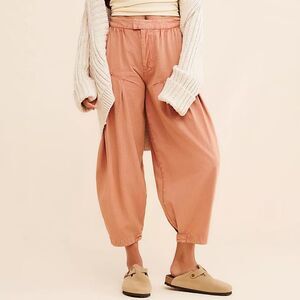 Free People Tuscany Coral Sarina Pleated Barrel Leg Bohemian Trousers Size 8